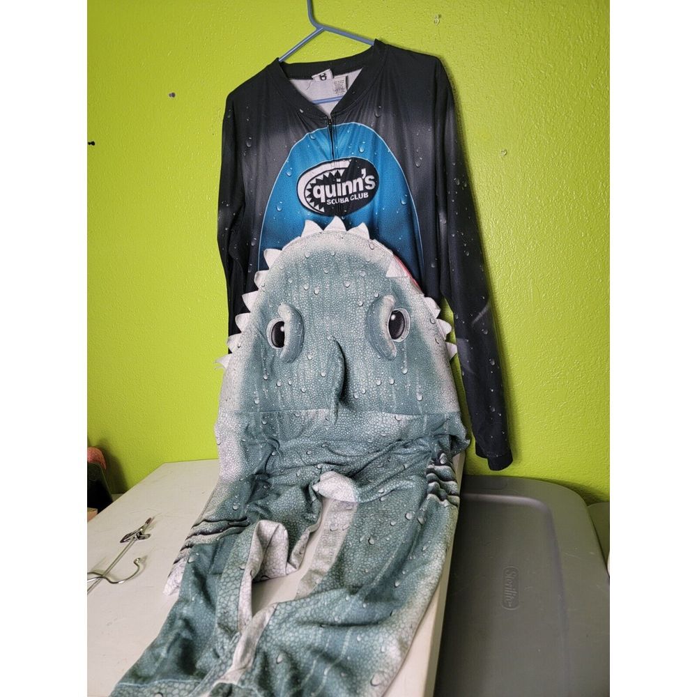Briefly Stated Shark Attack Eating‎ Scuba Diver Union Suit Sz XL Costume Cosplay